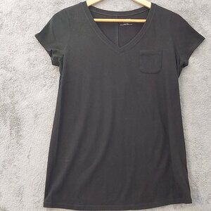 Motherhood Maternity Black V-Neck Pocket Tee Short Sleeve Size Small